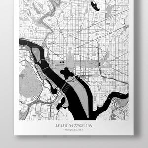 Washington D.C., Map Poster B&W image 1
