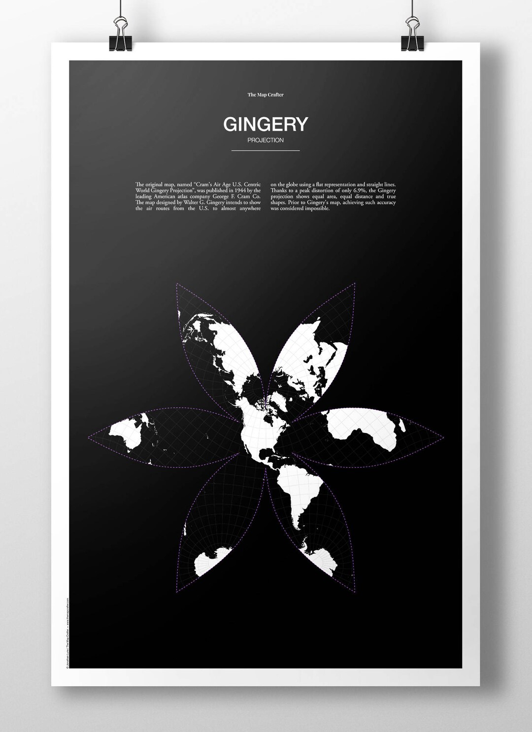Gingery Projection World Map Poster - Etsy
