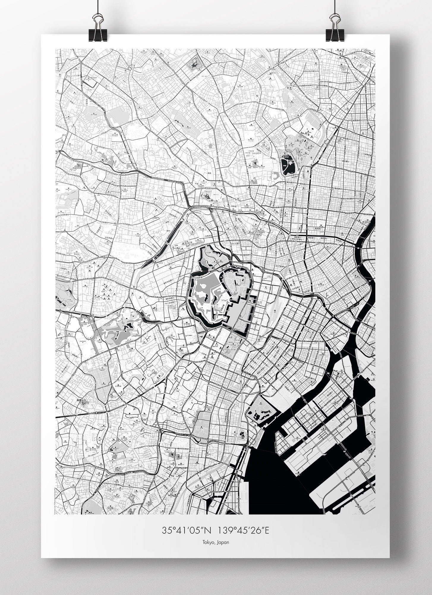 Tokyo Map Poster - B&W