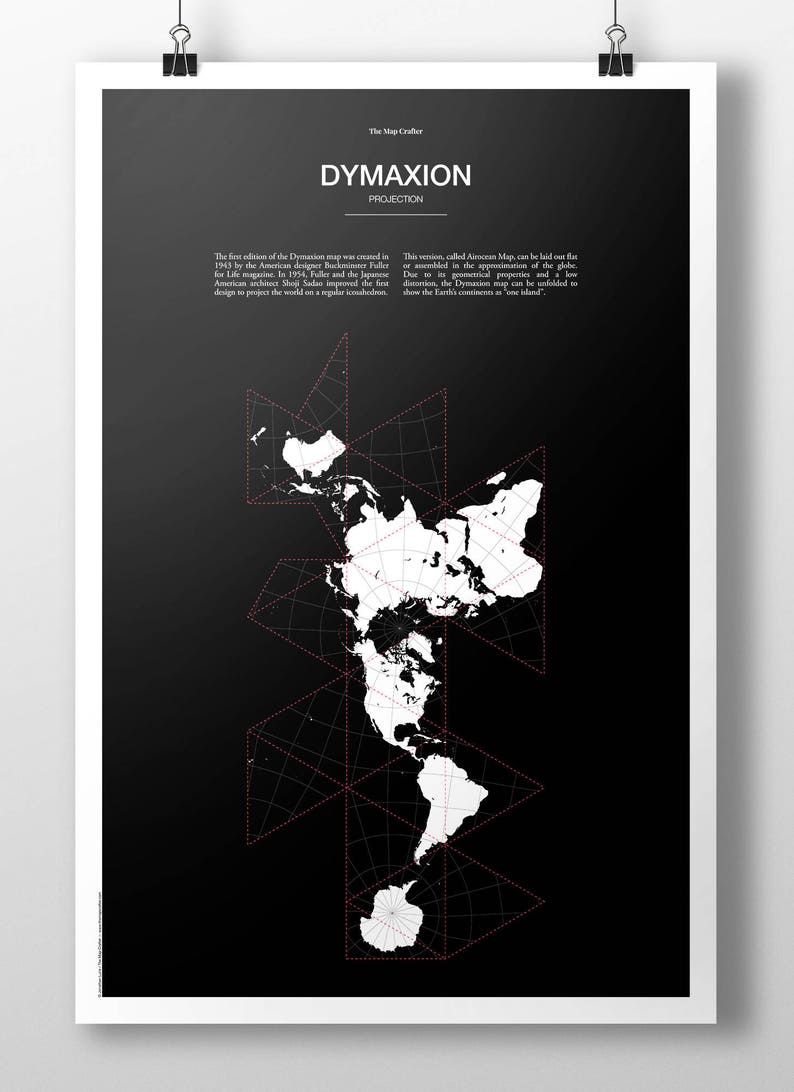 Buckminster Fuller Dymaxion Projection World Map Poster image 1