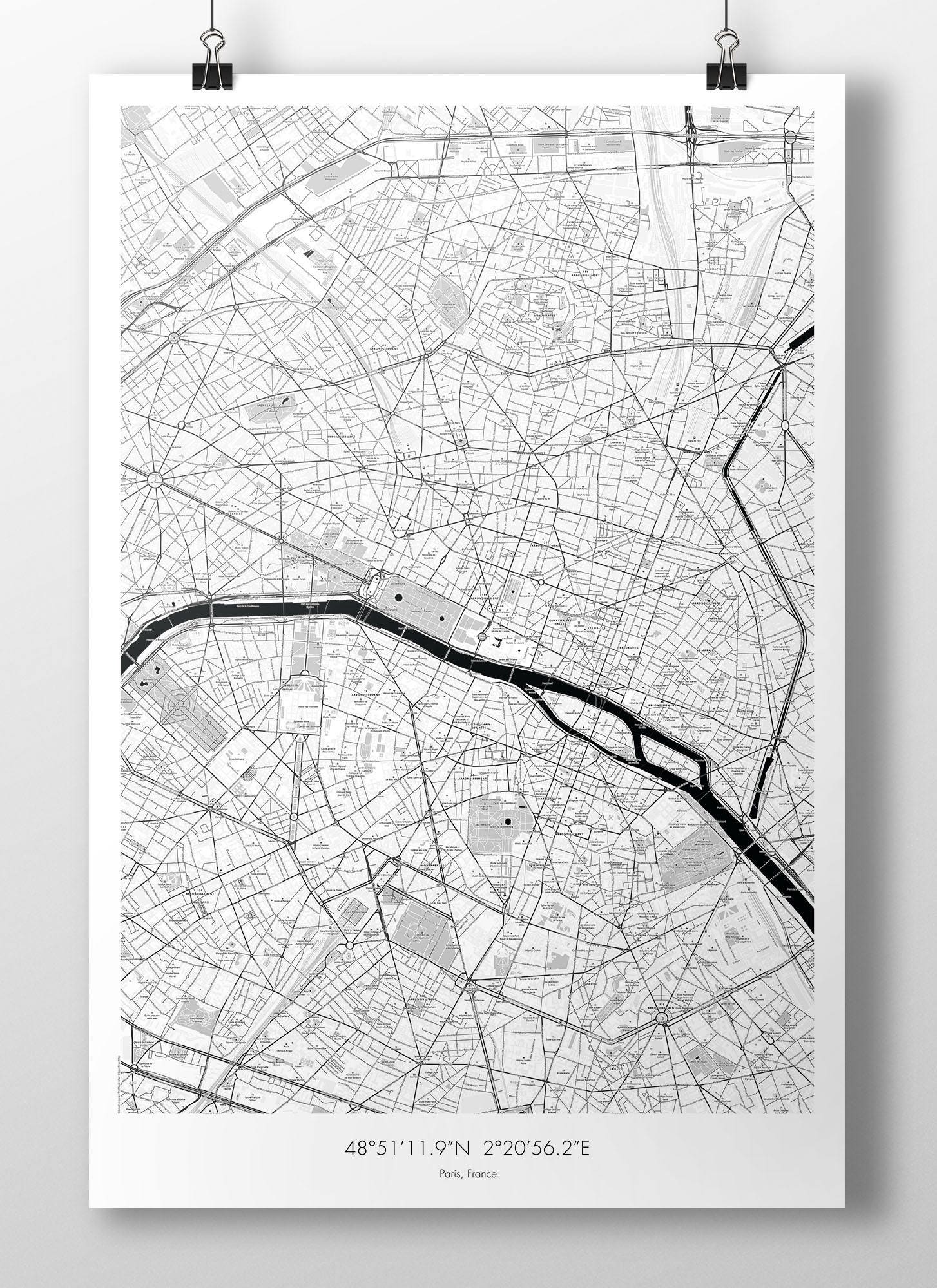 Paris Map Poster - B&w
