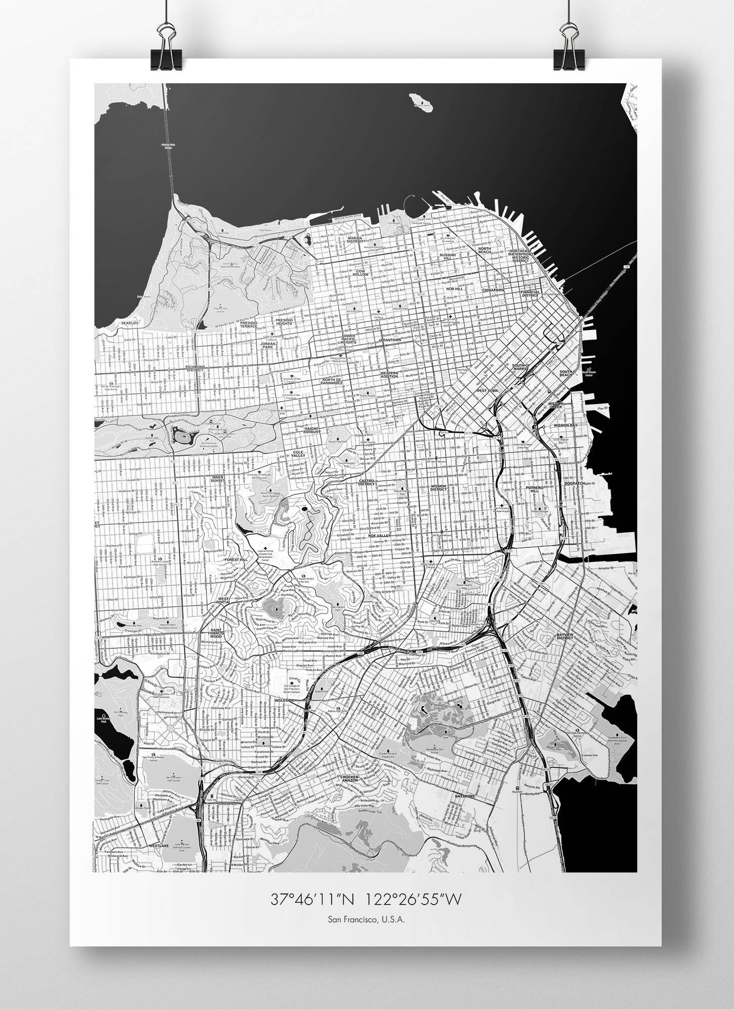 San Francisco Map Poster - B&w