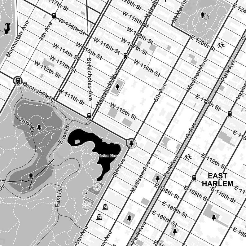 New York City, Manhattan Map Poster B&W image 4