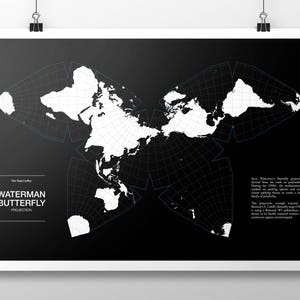 Waterman Butterfly Projection World Map Poster