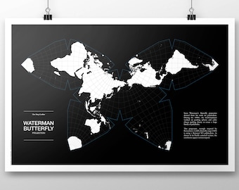 Waterman-Schmetterlings-Projektions-Weltkarten-Poster