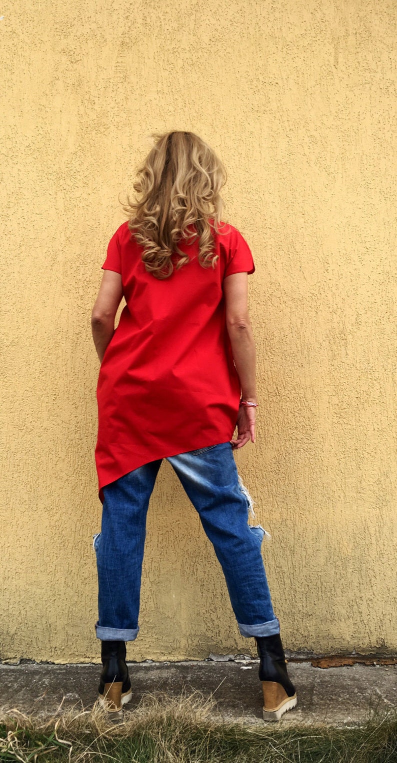 Tunic red tunic cotton tunic kaftan caftantunic with leathermaxi tunic