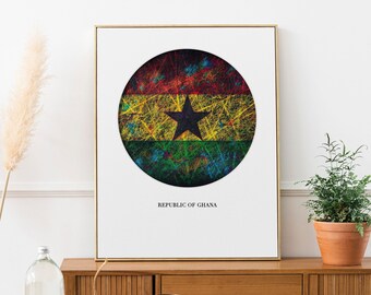 Ghana Flag Giclée Print: Distressed Vintage African Wall Art