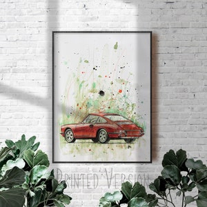 Oeuvre d'art de haute qualité PRINT "Retro Porsche 911, Giclee Print on Paper or CANVAS, Typography design, Mixed Media, Legendary car, Symbol