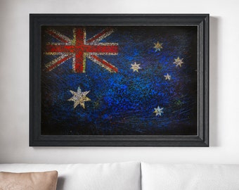 Drapeau de l'Australie, drapeau australien peint à la main, drapeau en détresse, art maison vintage, rustique, style industriel, national, peinture patriotique