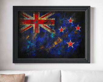 Hand Painted New Zealand Flag Art: Textured Mixed Media Painting