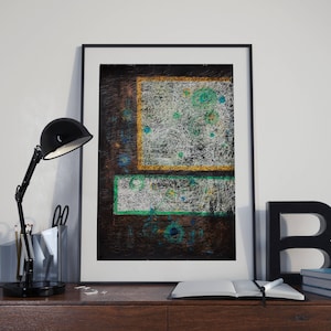 Handgemaltes Kunstwerk "Buchstabe E",Vintage-Mixed Media-Texturierte Kunst-Bunt-Rustikaler Stil-Industrial Style-Handmade-Leicht strukturiert-Abstrakte Kunst