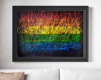 Gay pride-vlag, regenboogvlag, LGBT, Distressed Flag Wall Art, Hand Painted Flag, Wall decor, Flag