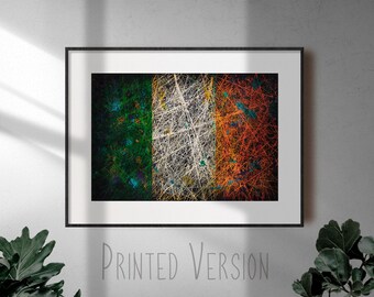 High quality Ireland Flag PRINT on Paper or CANVAS, Giclee Print of Ireland Flag, Distressed Vintage Flag Art, Industrial Flag Print