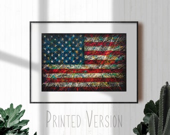 Distressed American Flag Art Print: Vintage USA Giclee (Paper or Canvas)