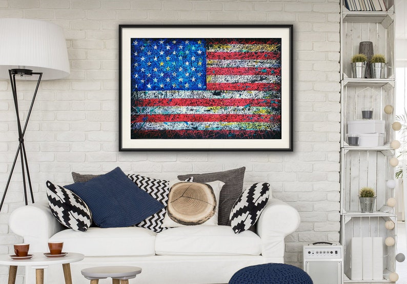 USA Flag American Flag Wall Decor Distressed Flag Wall Art Etsy