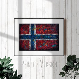 STAMPA bandiera NORVEGIA di alta qualità su carta o CANVAS, Stampa giclée della bandiera Norvegia, Distressed Vintage Flag Art, Scandinavian Wall Decor