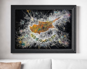 Hand Painted Cyprus Flag Art: Textured Mixed Media Painting