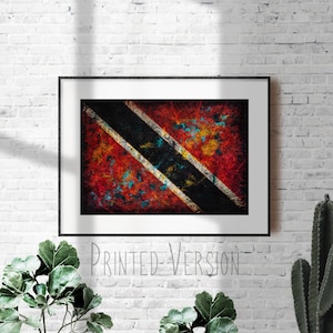 High quality Trinidad and Tobago Flag PRINT on Paper or CANVAS, Giclee Print of Trinidad and Tobago Flag, Distressed Vintage Flag Art