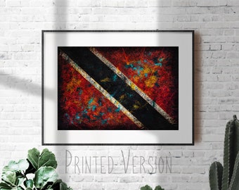 Hoge kwaliteit Trinidad en Tobago Vlag PRINT op papier of CANVAS, Giclee Print van Trinidad en Tobago Vlag, Distressed Vintage Flag Art