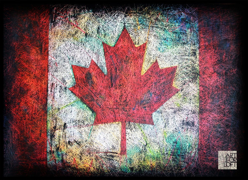 Canada Flag Art Hand-Painted Canadian Distressed Flag Decor | Etsy