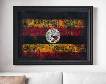 Hand Painted Flag of Uganda: Textured Mixed Media Art