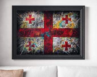 Hand Painted Flag of Georgia: Textured Mixed Media Art
