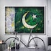 Flag of Pakistan, Hand Painted Flag of Pakistan, PK Crescent Moon and ...