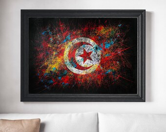Hand Painted Tunisia Flag Art: Textured Mixed Media Painting