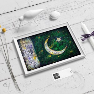 Flag of Pakistan, Hand Painted Flag of Pakistan, PK Crescent Moon and ...