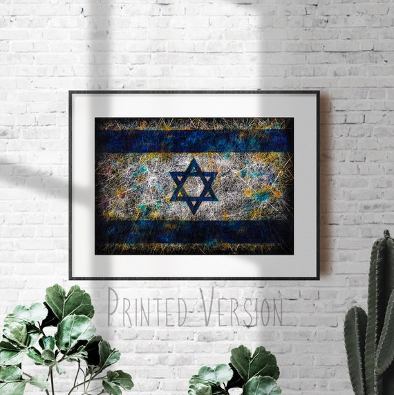 IMPRESSION de drapeau d'Israël de haute qualité sur papier ou sur toile,  impression jet d'encre du drapeau d'Israël, art de drapeau d'Israël vintage  en détresse -  France