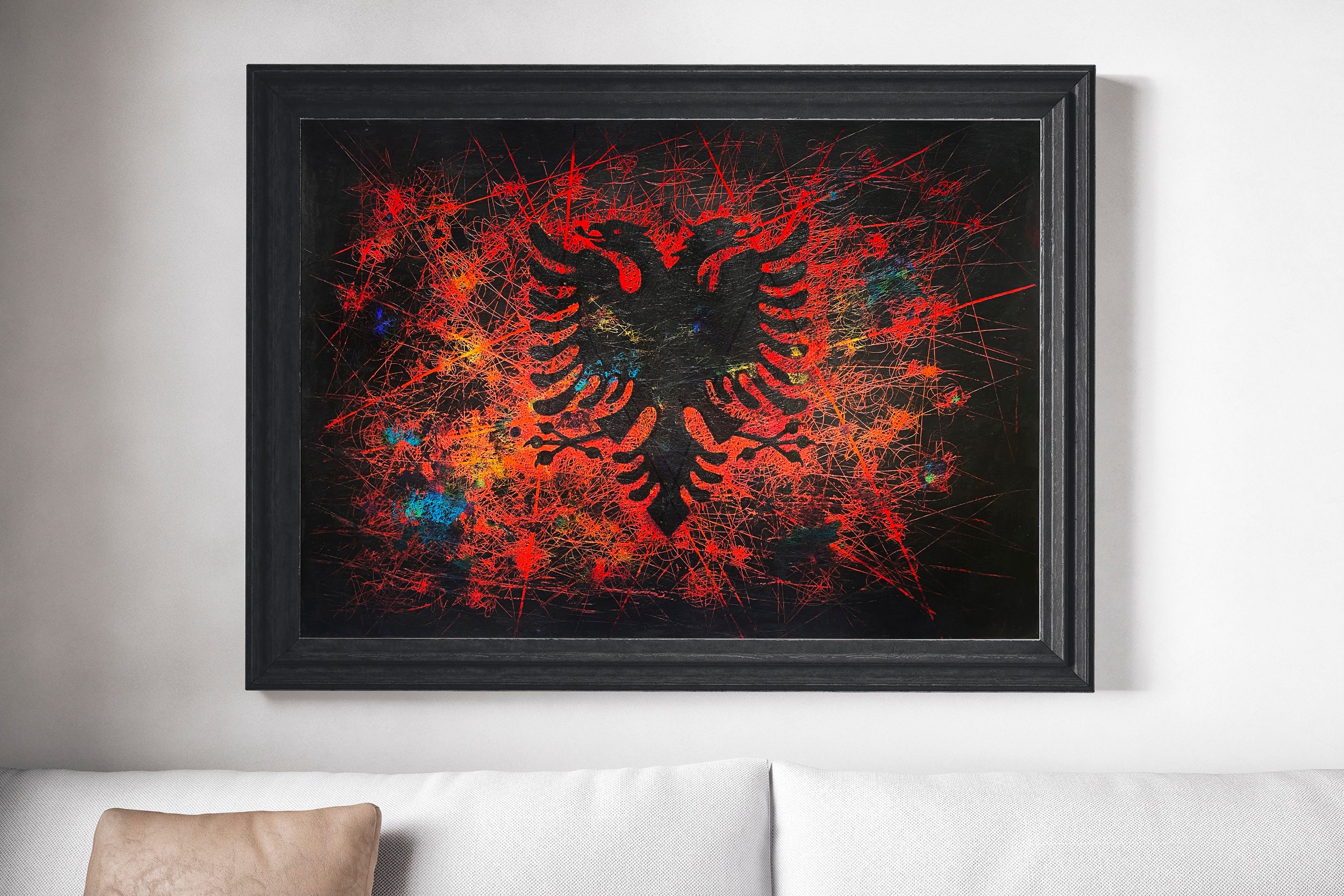 Hand Painted Albanian Flag Art: Textured Double-headed Eagle - Etsy
