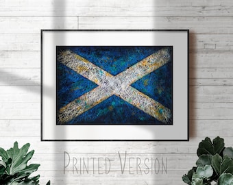 High quality Scotland Flag PRINT on Paper or CANVAS, Giclee Print of Scotland Flag, Distressed Vintage Scotland Flag Art, Wall Decor