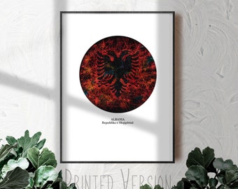 Albania Flag Giclée Print: Distressed Vintage Art, Paper or Canvas