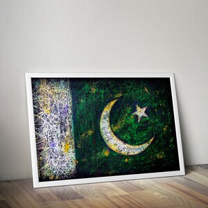 Flag of Pakistan, Hand Painted Flag of Pakistan, PK Crescent Moon and ...