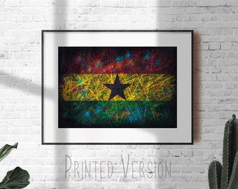 Ghana Flag Giclée Print: Distressed Vintage African Wall Art