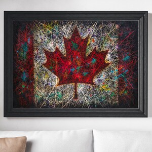 Flag of  Canada, Hand-Painted Canadian Distressed Flag Decor, Vintage Colorful Textured Flag, Rustic Industrial Style White Red Color Art