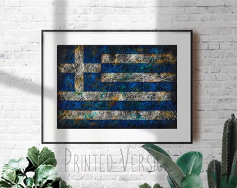 Distressed Greece Flag Art Print: Giclée Wall Decor