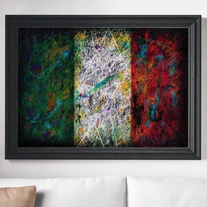 Flag of Italy, Hand Painted Italian Distressed Flag, Vintage Mixed Media Textured Art, Rustic Decor, Industrial Style, Green White Red Art