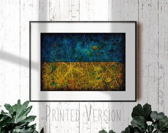 Distressed Ukraine Flag Giclee Print, Vintage Ukrainian Art