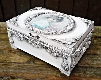 shabby chic jewellery box, large jewellery box, Gift For Her