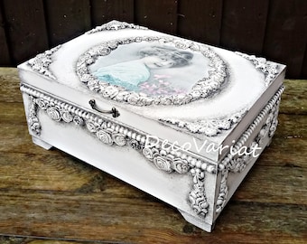 shabby chic jewellery box, large jewellery box, Gift For Her