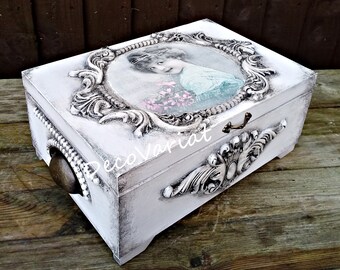 shabby chic jewellery box, large jewellery box, Gift For Her