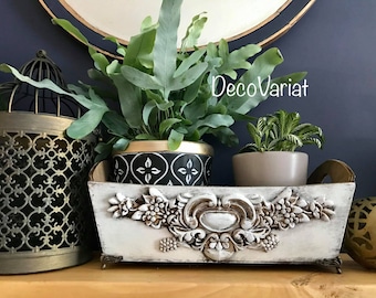wooden container, wooden basket, wooden planter, shabby chic