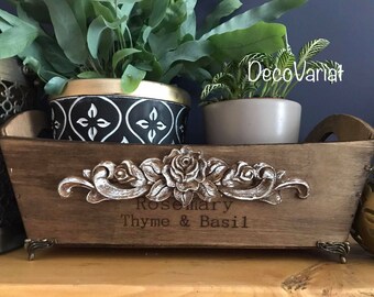 wooden container, wooden basket, wooden planter, shabby chic
