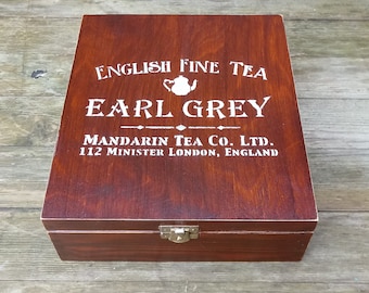 wooden tea bag box, gift for him, tea bag storage, vintage tea bag box, rustic tea bag box