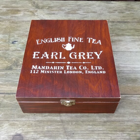 Wooden tea bag box gift for him tea bag storage vintage tea Etsy