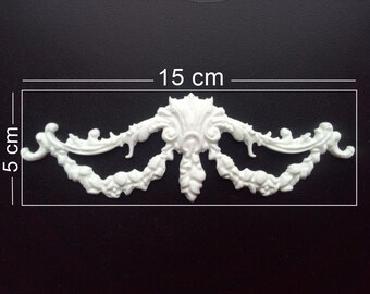 swag resin applique, floral swag furniture applique, garland resin applique decor