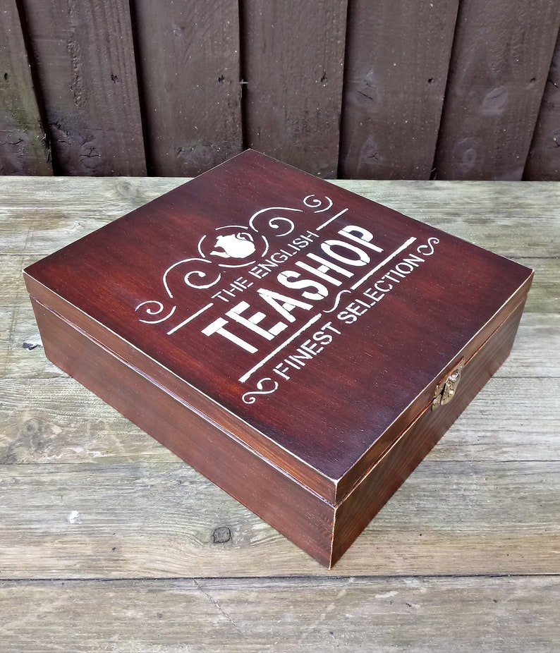 Wooden Tea Bag Box Gift for Him Tea Bag Storage Vintage Tea Etsy