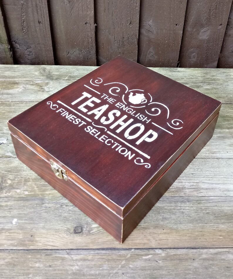 Wooden Tea Bag Box Gift for Him Tea Bag Storage Vintage Tea Etsy