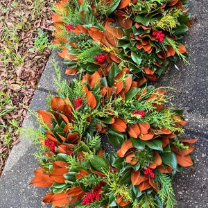 FRESH Mixed Magnolia Wreath - Fresh  Fall, Thanksgiving, and Christmas Wreath - Fancy Mag
